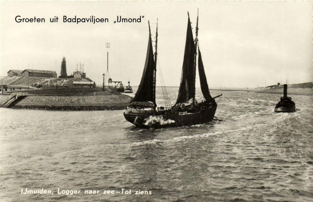 Groeten uit Badpaviljoen IJmond - IJmuiden - ongelopen, Verzenden, 1940 tot 1960, Ongelopen, Noord-Holland