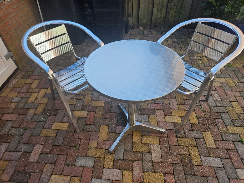 ALU TUINSTOELTJES EN TAFEL, Tuin en Terras, Tuinsets en Loungesets, Ophalen, Gebruikt, 2 zitplaatsen