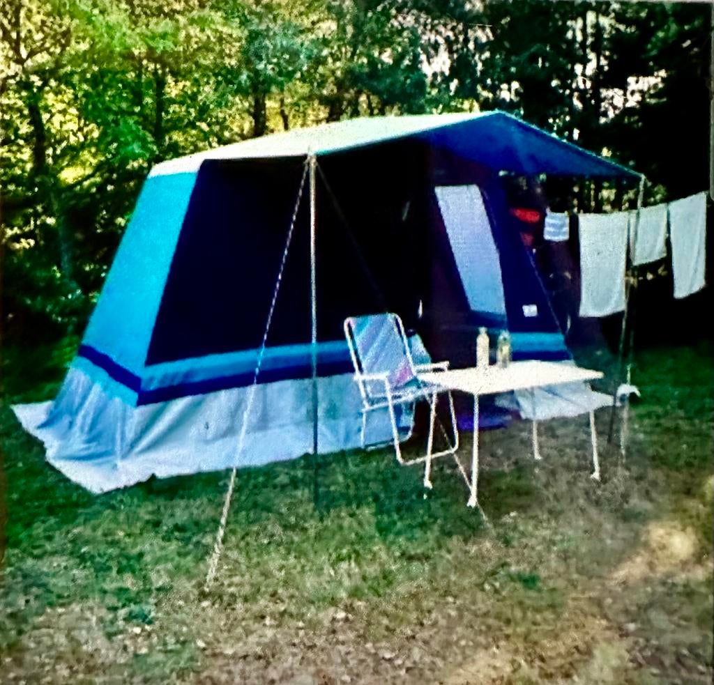Tweepersoons bungalowtent De Wit, Caravans en Kamperen, Tenten, Ophalen, Gebruikt, Tot en met 2