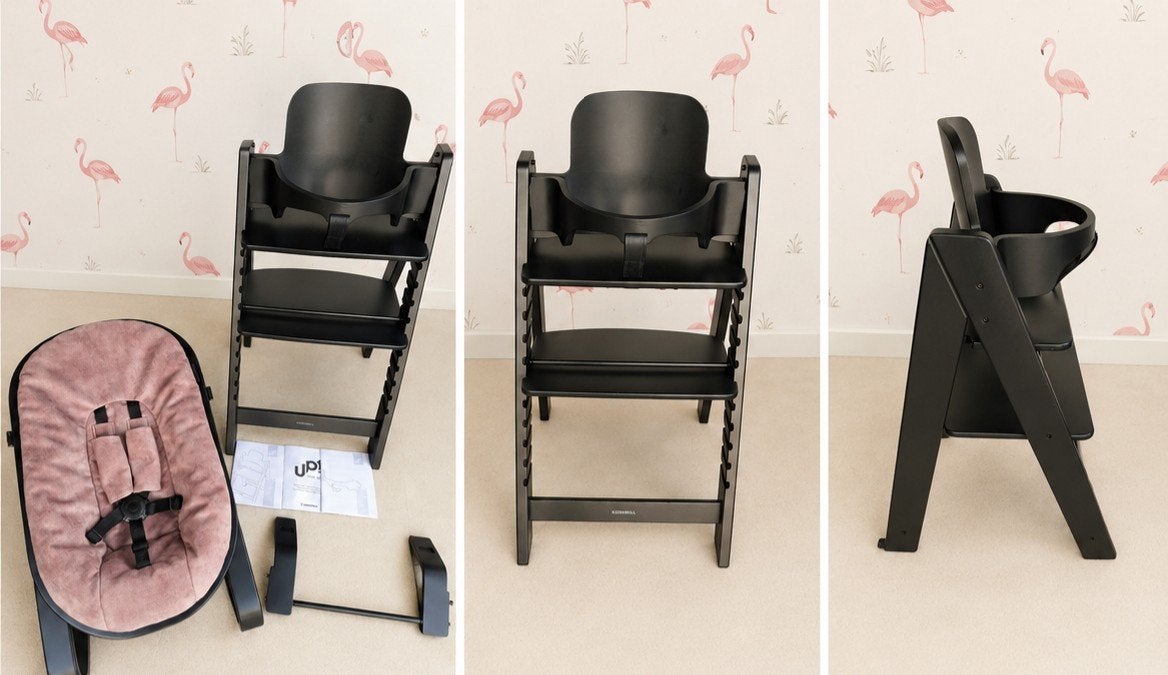 Kidsmill Up! 🎀 meegroeistoel: Zwart- Roze complete set, Kinderen en Baby's, Ophalen, Zo goed als nieuw, Meegroeistoel, Gordel(s)