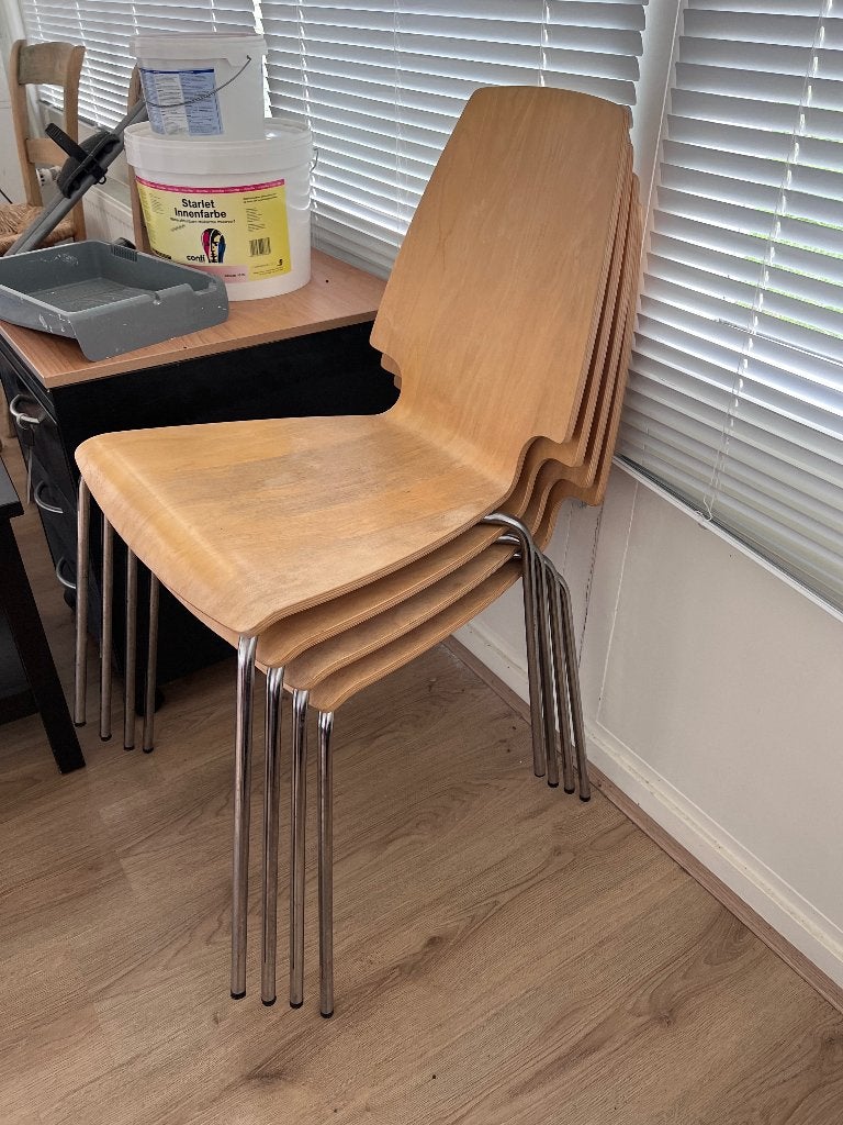 4 Stapelbare stoelen, Ophalen, Gebruikt, Bruin, Vier