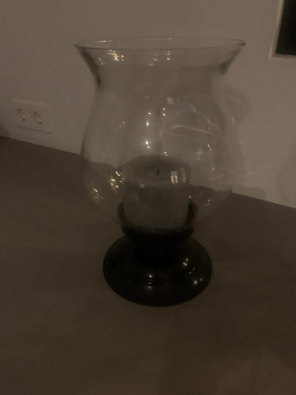 Glazen Windlicht met Donkere Voet, Ophalen, Windlicht, Meerkleurig, Overige merken