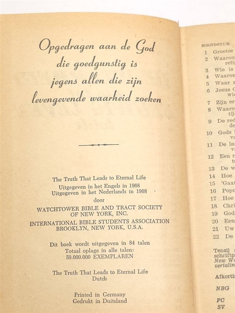 De Waarheid die tot Eeuwig Leven Leidt — Jehovas, 1968, Ophalen of Verzenden, Gelezen