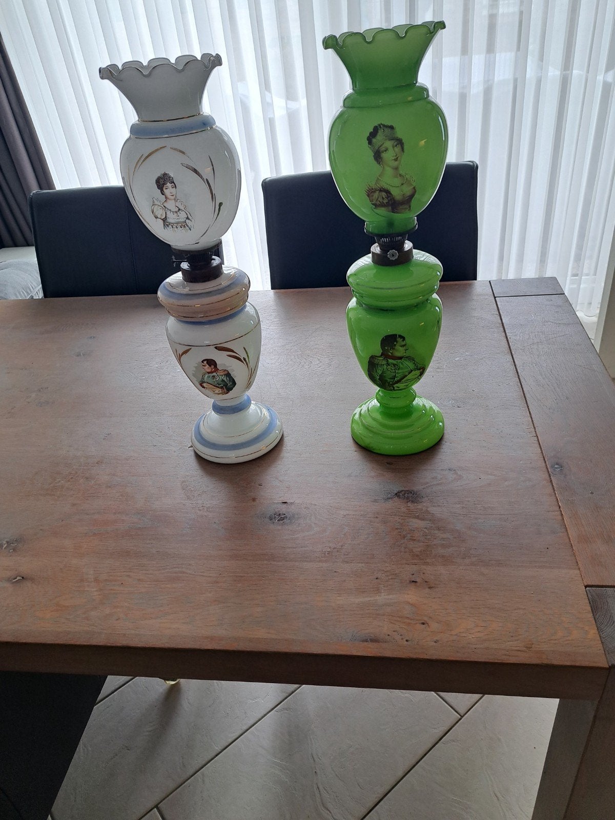 Set van 2 antieke Napoleon olielampen, Antiek en Kunst, Ophalen