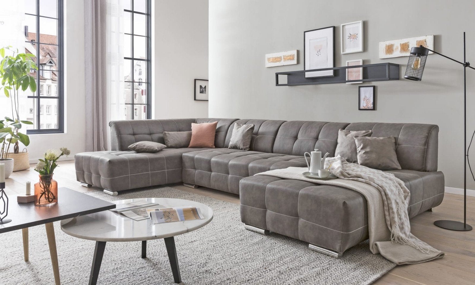 Nieuwe moderne mega Ubank diverse kleuren en stoffen, Ophalen of Verzenden, Nieuw, 150 cm of meer, Vierpersoons of meer