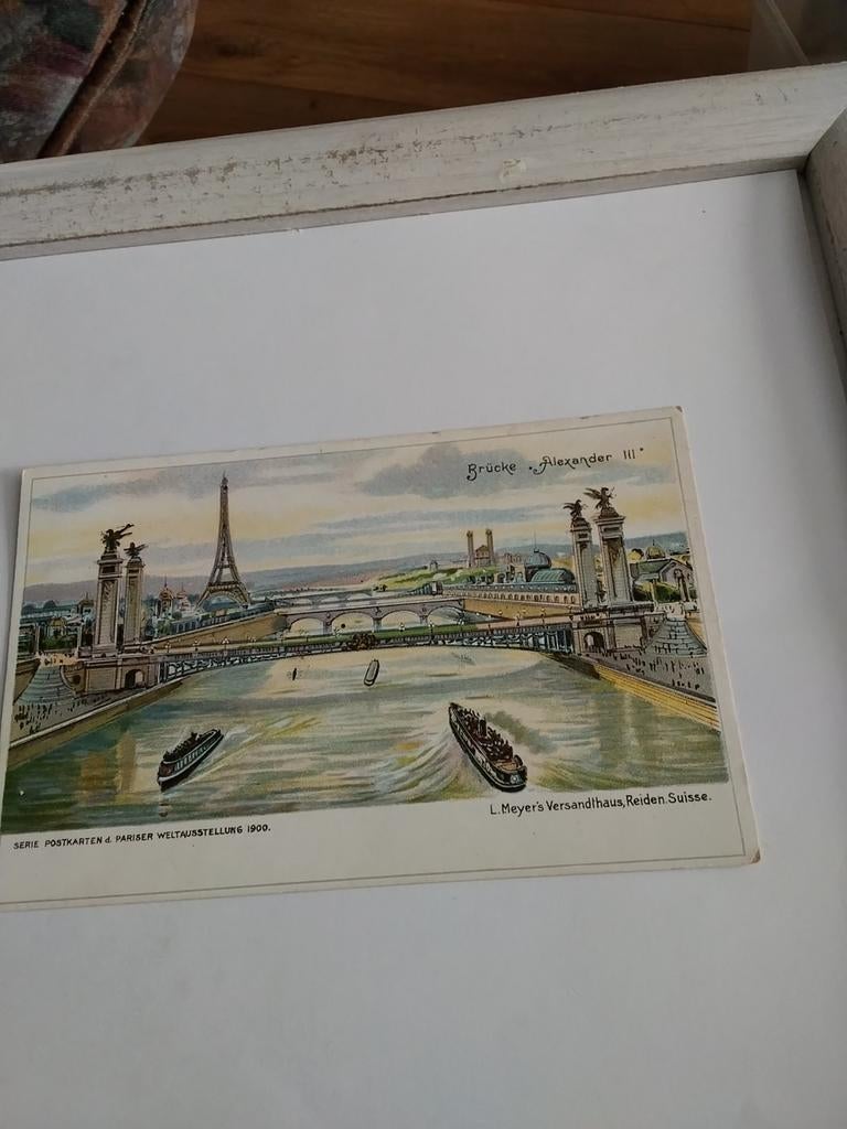 PARIJS met eiffeltoren  PONT ALEXANDRE III, Ophalen of Verzenden, Voor 1920, Overige thema's