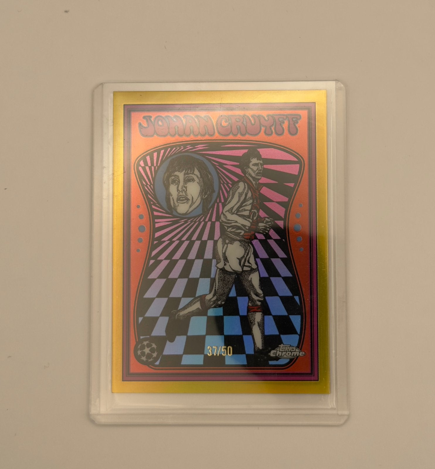 Johan Cruyff AFC Ajax Topps Chrome UCC Ultra Violet /50, Ophalen of Verzenden, Zo goed als nieuw, Plaatje