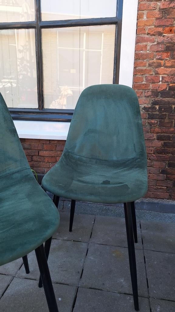 4 groene velvet stoelen van Xenos, Ophalen, Gebruikt, Overige kleuren, Vier