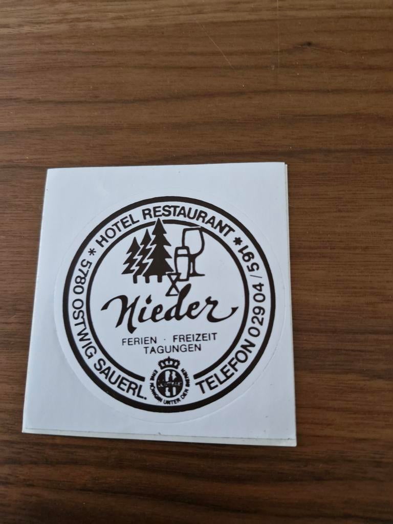 6584  Sticker Hotel Restaurant Nieder Sauerland, Verzamelen, Ophalen of Verzenden, Nieuw, Overige typen