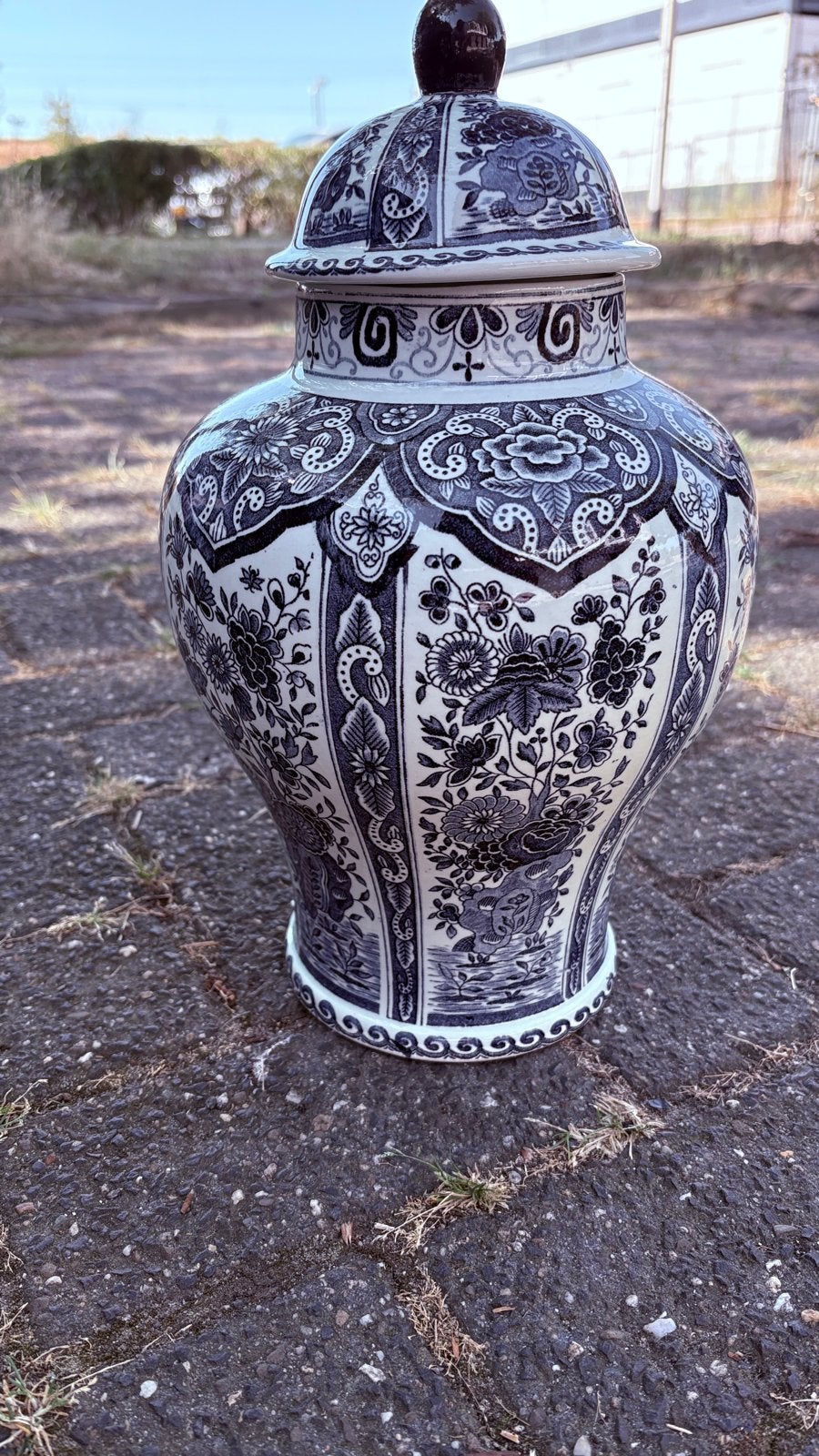 Antieke Boch Delfts Royal Sphinx Holland vaas met deksel, Ophalen