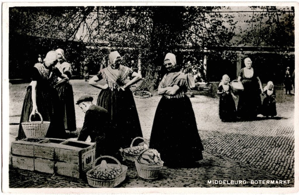 Middelburg z, botermarkt gelopen 1943, uitgave dbm, Verzenden, 1940 tot 1960, Gelopen, Zeeland
