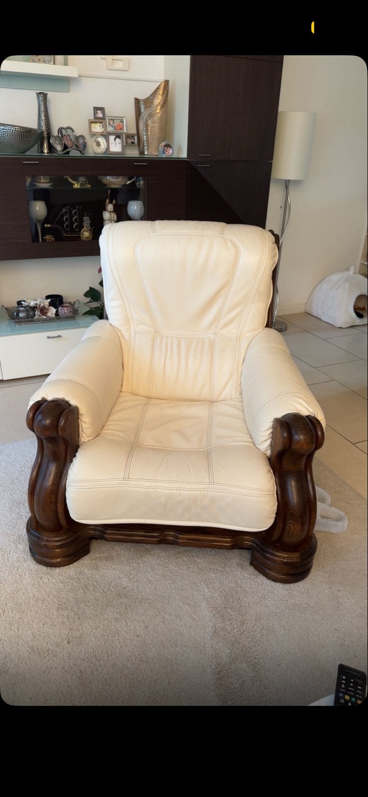 Leren bankstel met slaapfunctie en fauteuil, Huis en Inrichting, Ophalen, Gebruikt, Tweepersoons, Overige maten