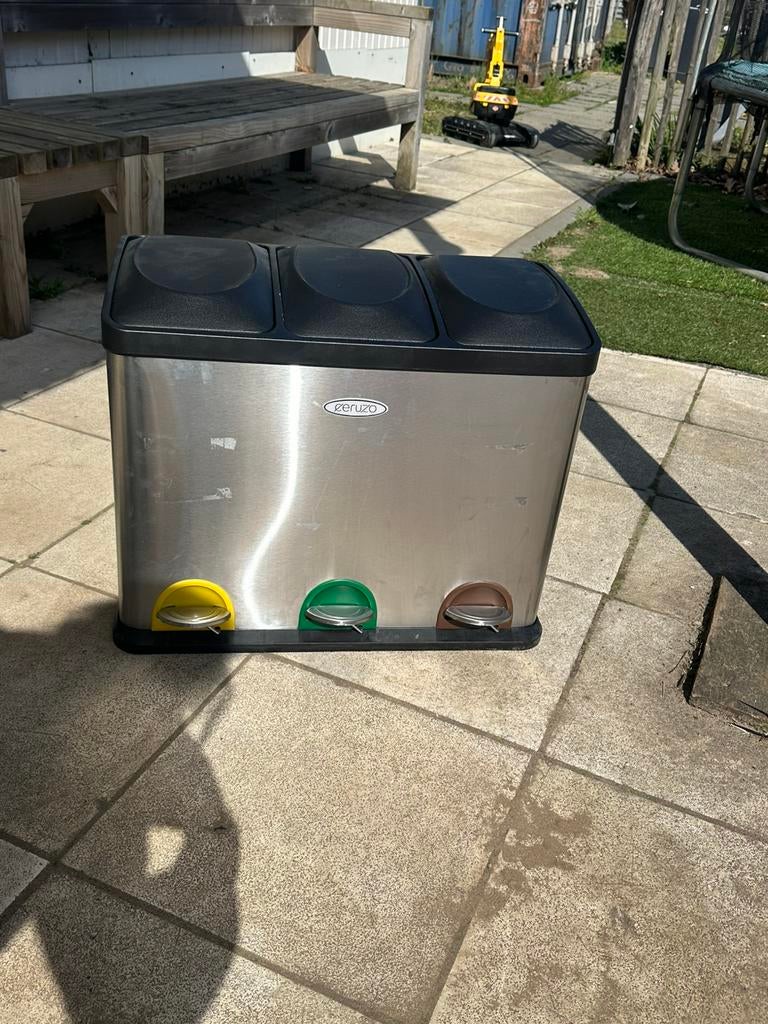 Peruzo Prullenbak / Recyclebak / 3 vakken, Huis en Inrichting, Woonaccessoires | Prullenbakken, Ophalen, Kunststof, 40 liter of meer