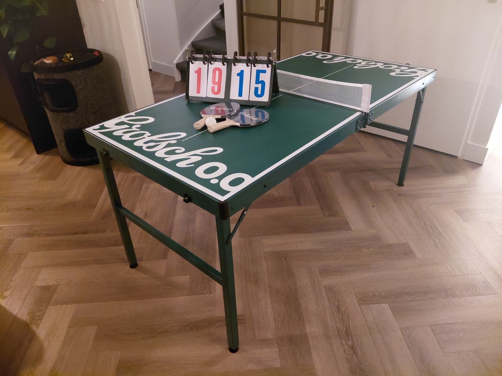 Grolsch 0.0 opklapbare tafeltennistafel met scorebord, Sport en Fitness, Ophalen, Nieuw, Tafel Indoor, Inklapbaar