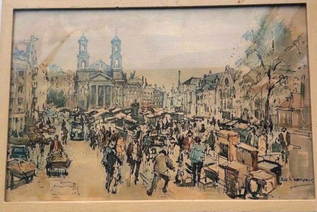 Jan Korthals ... Waterloopleinmarkt ... Amsterdam ..., Antiek en Kunst, Ophalen of Verzenden