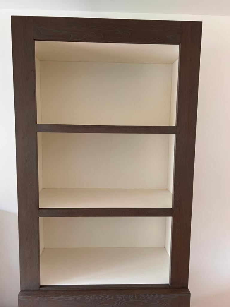 Troubadour grijze houten vakkenkast, Huis en Inrichting, Kasten | Boekenkasten, Ophalen, Met plank(en), Gebruikt, 200 cm of meer
