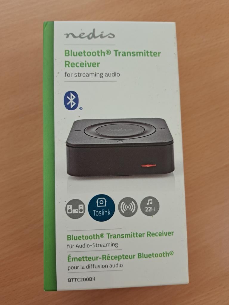 Nedis Bluetooth Transmitter Receiver BTTC200BK, Ophalen of Verzenden, Zo goed als nieuw, Minder dan 2 meter, Overige kabels
