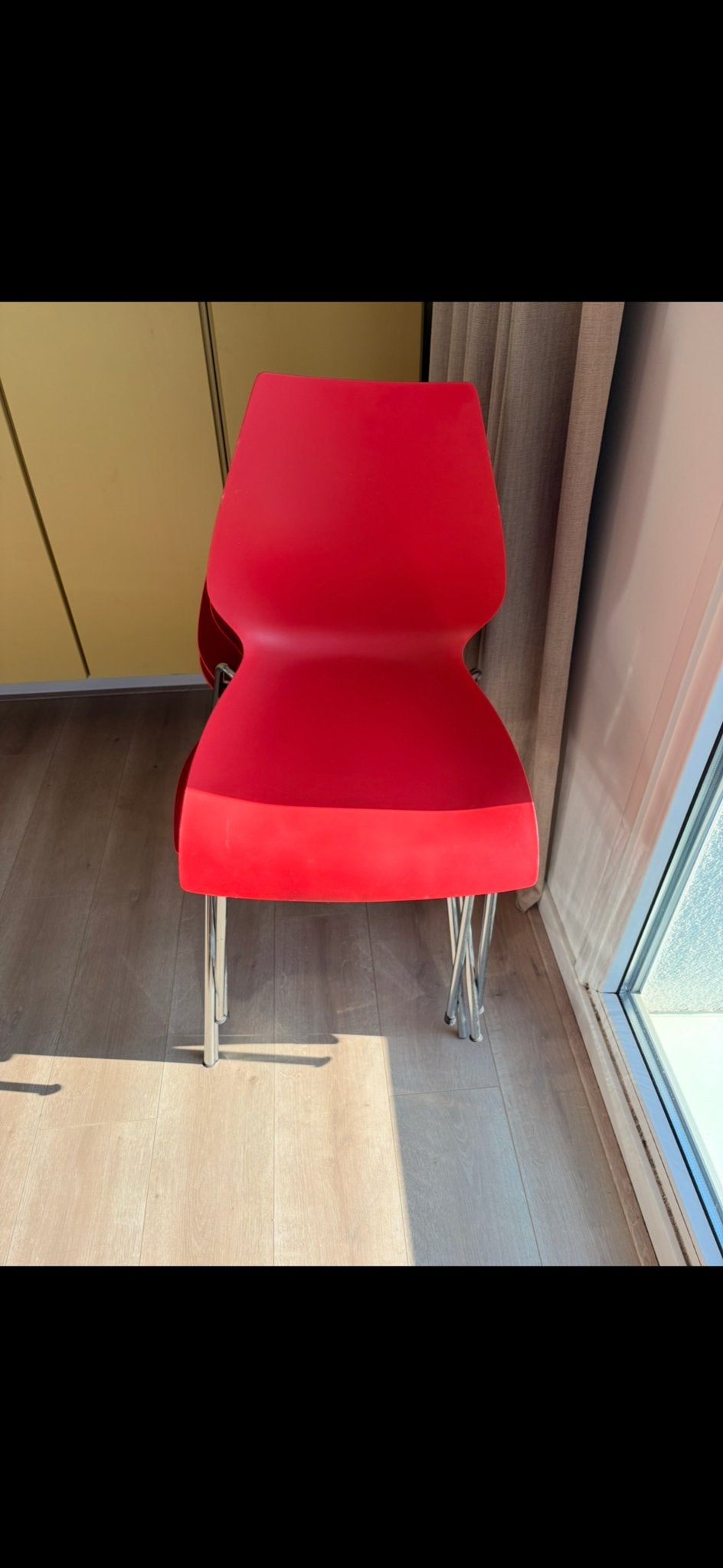 Set van 4 rode Kartell Maui stoelen - Zo goed als nieuw, Ophalen, Kunststof, Gebruikt, Vier