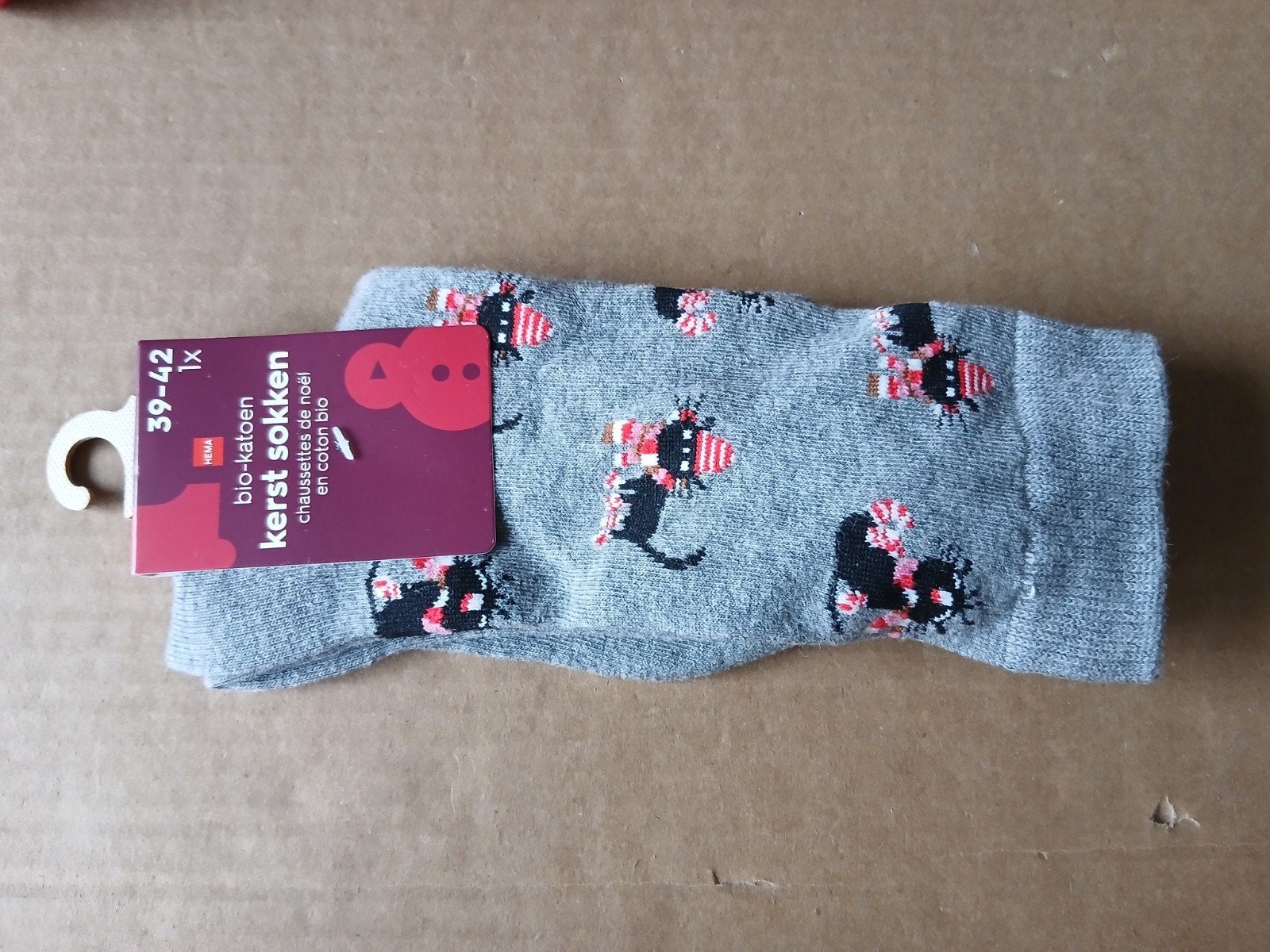 Kerstsokken met Fiep Westendorp kattenprint - Maat 39-42, Sokken en Kniesokken, Nieuw, Ophalen of Verzenden, Maat 39 t/m 42
