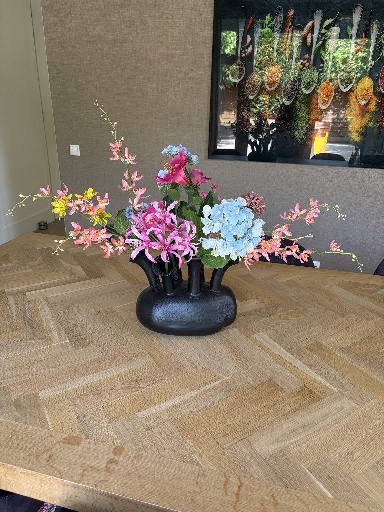 Actie 1 + 1 gratis: Toetervaas met kunstbloemenboeket, Binnen, Ophalen of Verzenden, Boeket, Overige merken