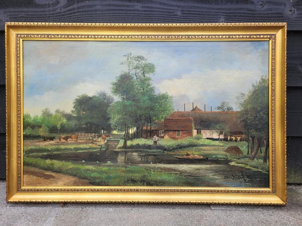 J.Chr. v. Zuylen doek boerderij ah Zuiderend in Baarn, Antiek en Kunst, Kunst | Schilderijen | Klassiek, Ophalen