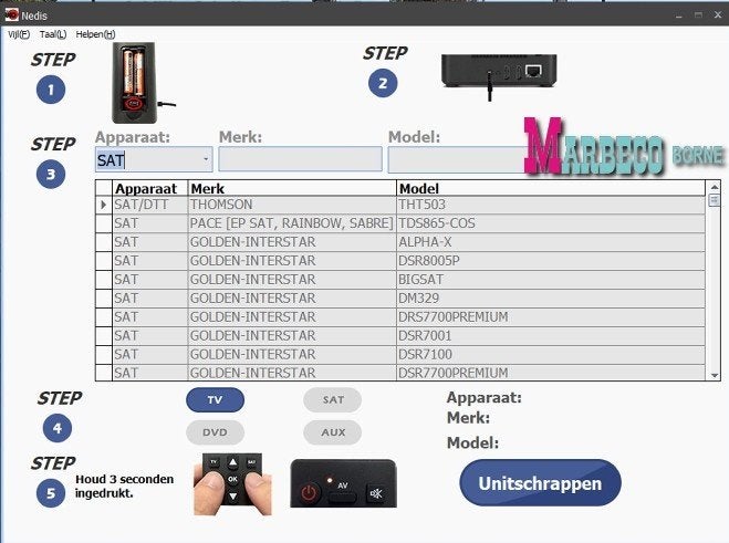 Universele Afstandsbediening, PC-programmeer, 4 apparaten, Nedis, Universeel, Nieuw, Info@marbeco.nl