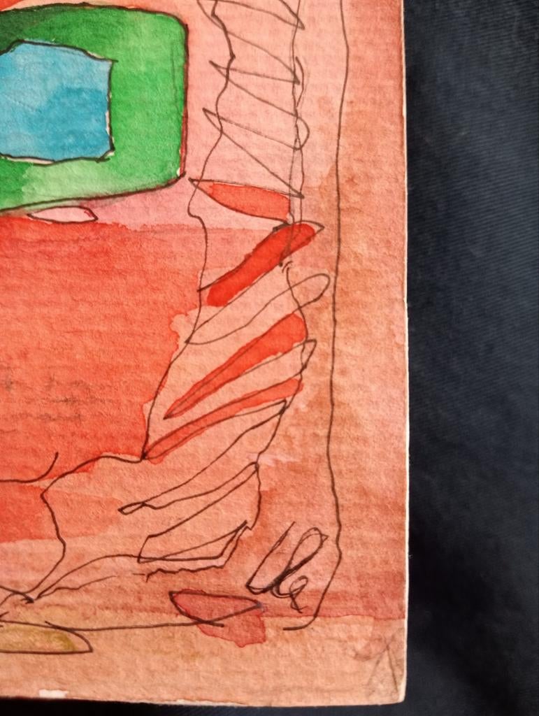 Aquarel pentekening gesigneerd, Ophalen of Verzenden