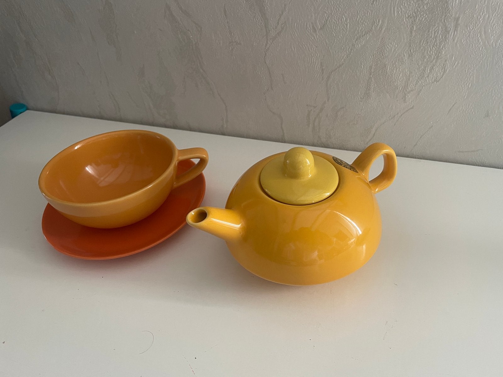 Theepotje met theekopje en schotel - Alex Meijer & Co, Gebruikt, Overige merken, Keramiek, Vintage