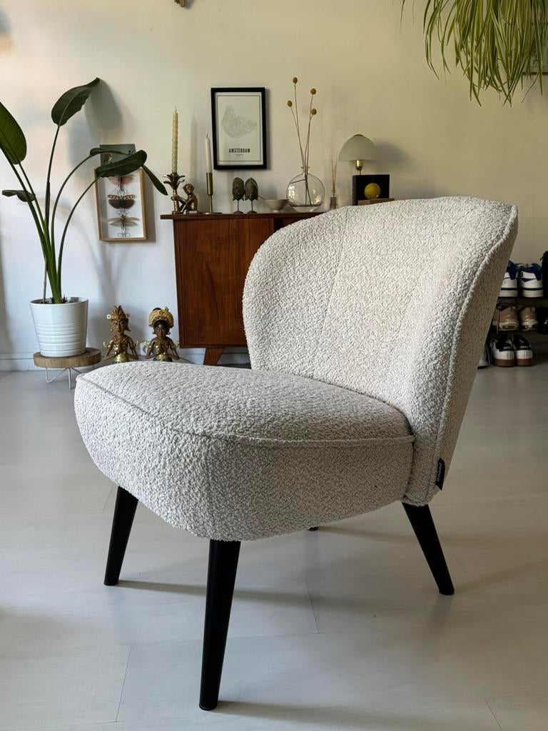 Woood Sara pluche, Huis en Inrichting, Fauteuils, Ophalen, Minder dan 50 cm, Minder dan 75 cm, Zo goed als nieuw