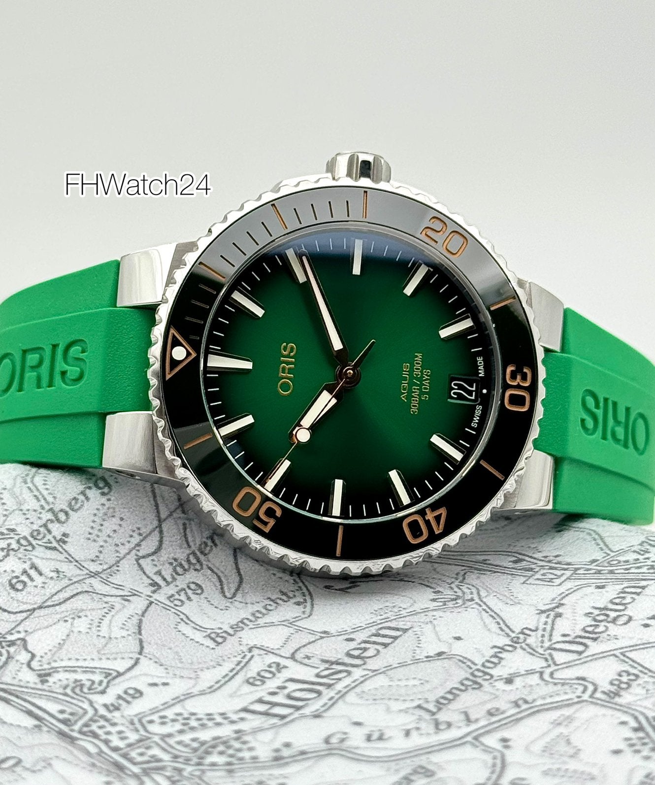 Oris Aquis Date 5 Days Calibre 400 Green. Complete set 2025!, Overige merken, Staal, Oris, Oris