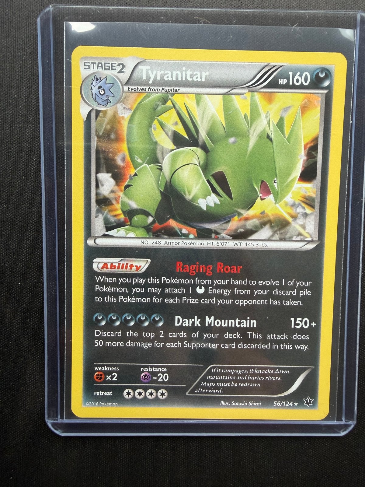 Tyranitar 56/124, Ophalen of Verzenden, Zo goed als nieuw, Losse kaart, Foil