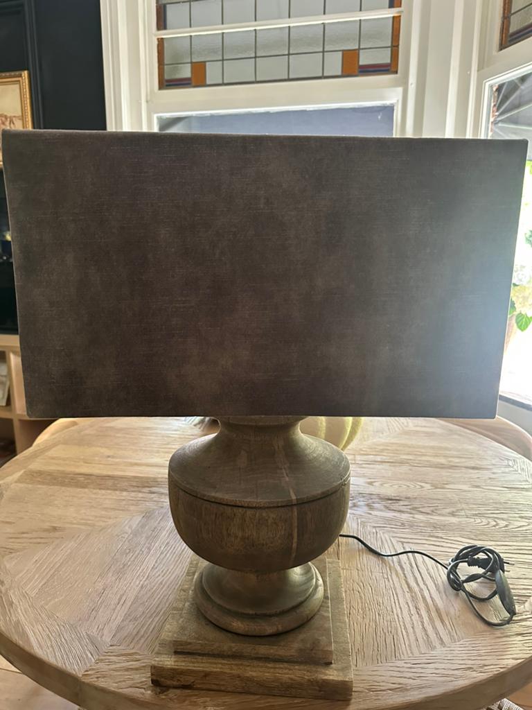 Mooie houten lamp tafelvoet met kap, Ophalen of Verzenden, Zo goed als nieuw, Minder dan 50 cm