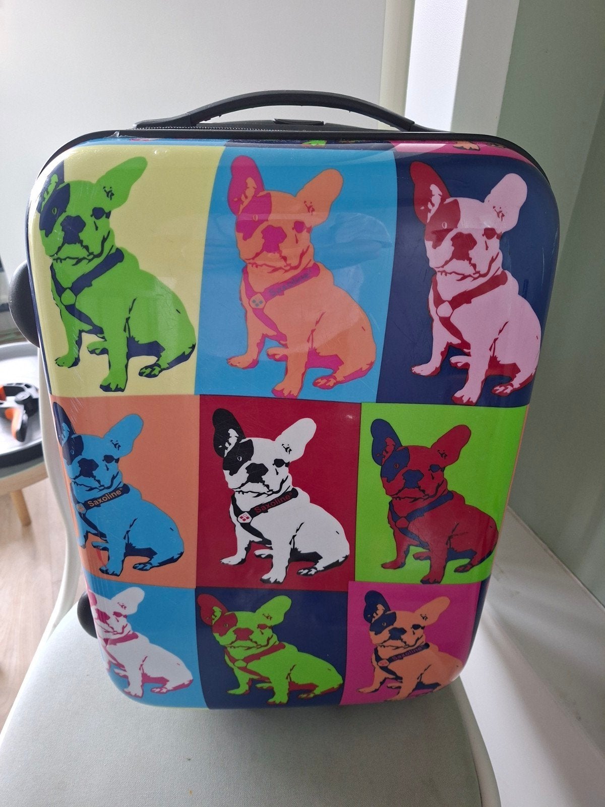Saxoline Koffer French Bulldog Pop Art Design, Ophalen, Gebruikt, Minder dan 35 cm, Wieltjes