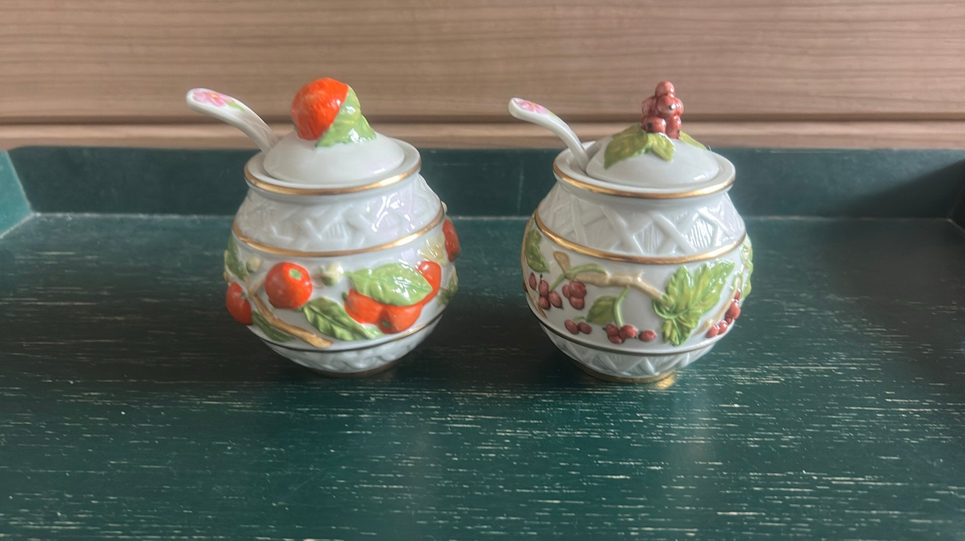 Vintage! 2 Le Cordon Bleu jampotjes Franklin Mint 1988 per 2, Verzamelen, Ophalen of Verzenden, Zo goed als nieuw, Porselein, Kop en/of schotel
