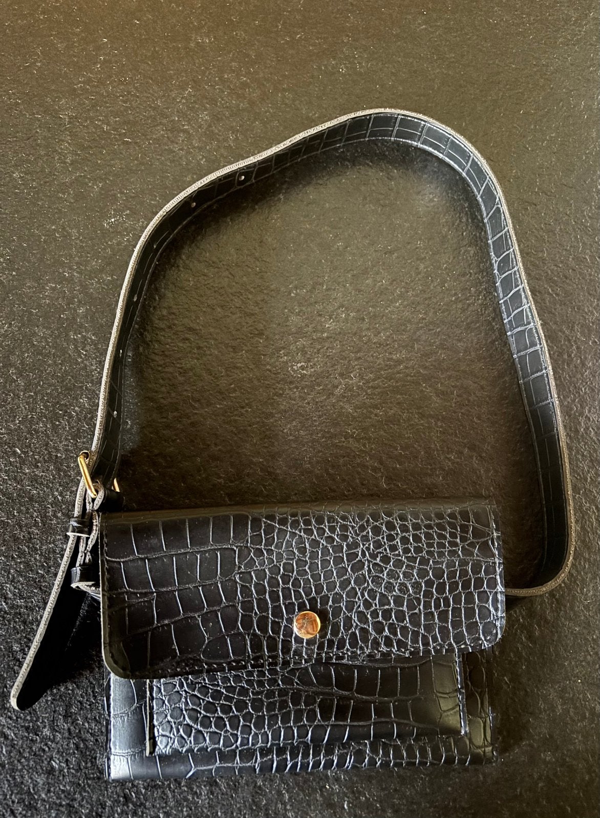 Leren heuptasje/crossbodybag, Ophalen of Verzenden, Gebruikt, Zwart, Overige typen