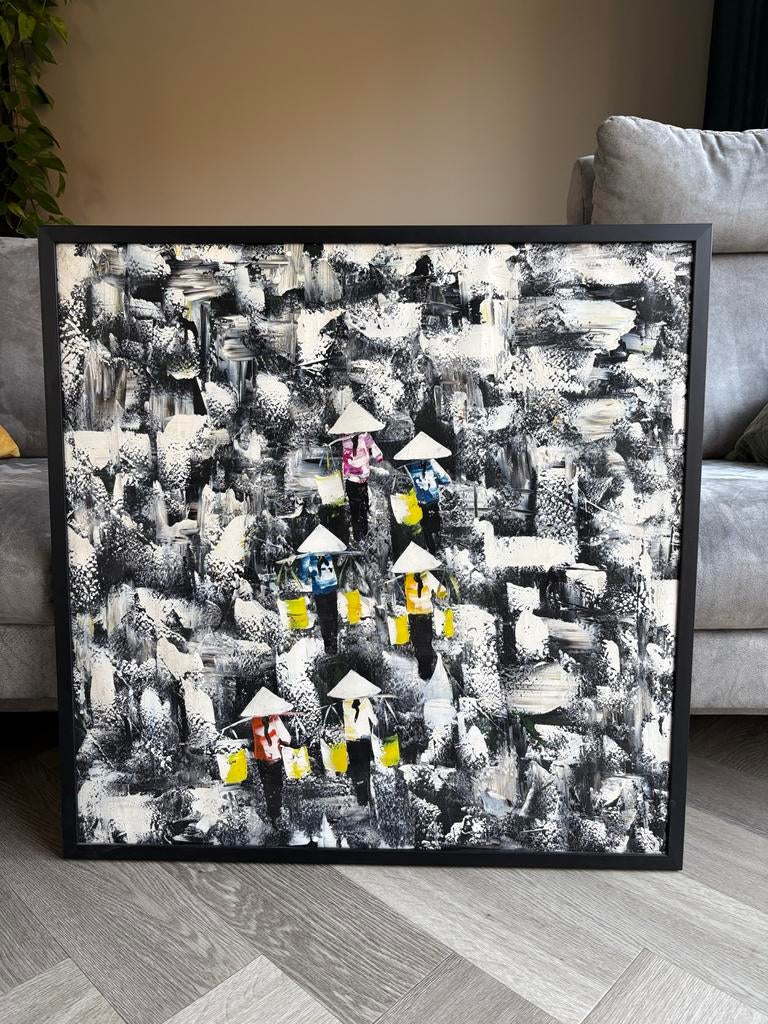 Abstract schilderij 80x80 cm, Antiek en Kunst, Ophalen