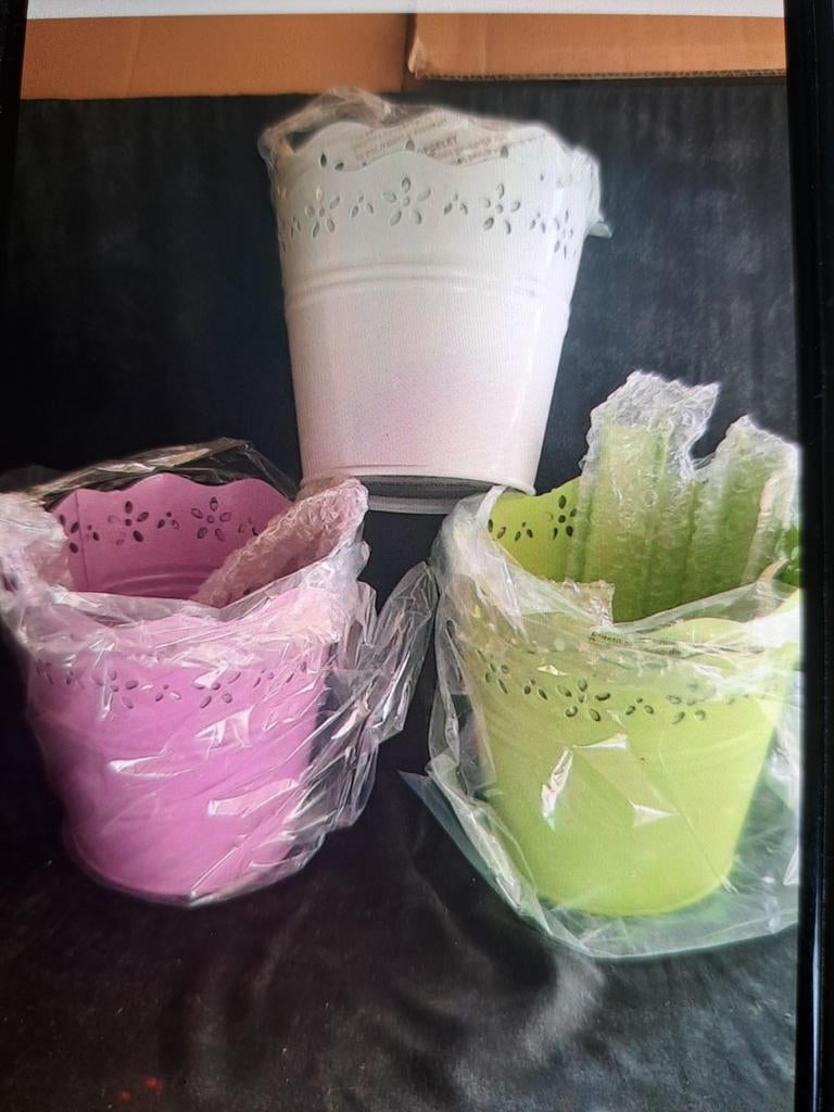 3 hangpotjes met beugel, Ophalen of Verzenden, Nieuw, Rond, Minder dan 30 cm