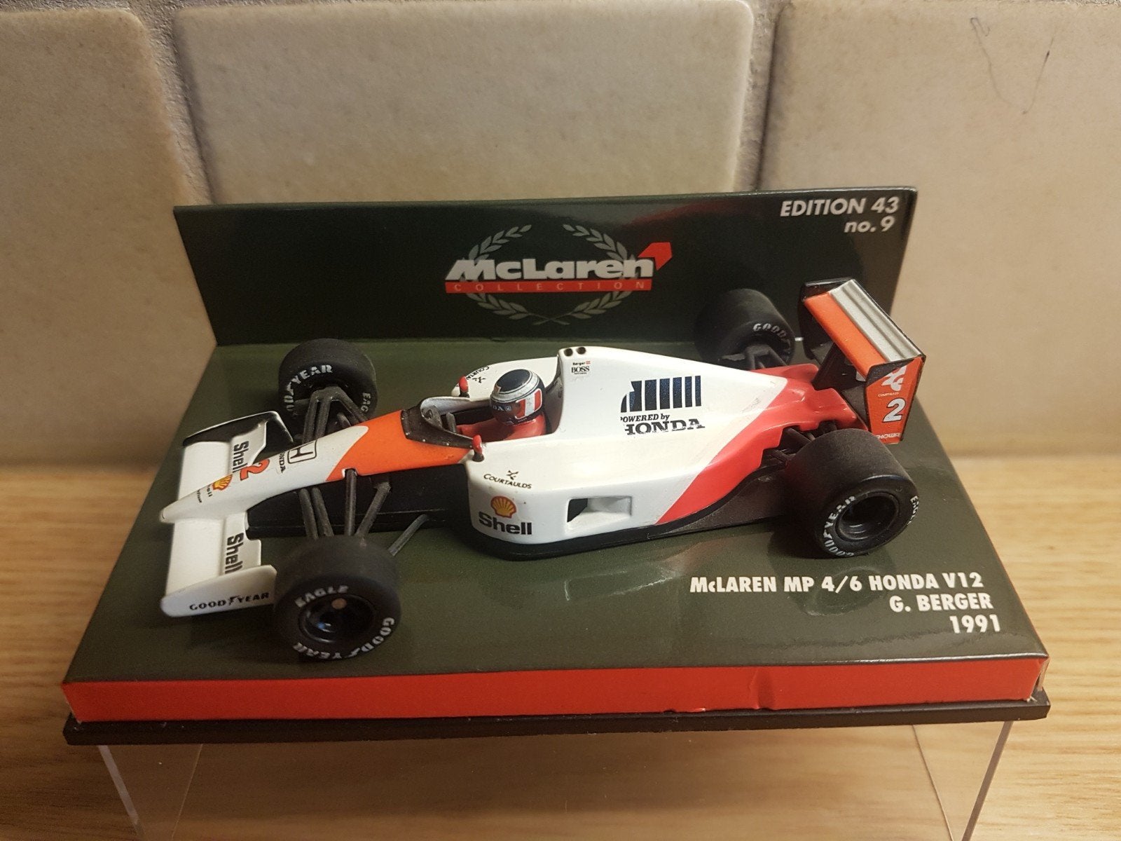 F1 mclaren Honda mp4/6 V12 Gerhard berger 1991, Ophalen of Verzenden, Zo goed als nieuw, Auto, MiniChamps