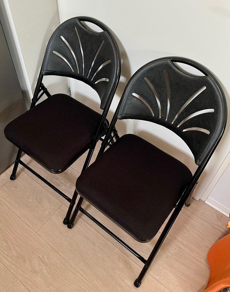 Klapstoelen Phoenix - Zwart frame en zitting, Huis en Inrichting, Ophalen, Twee, Stof, Zwart