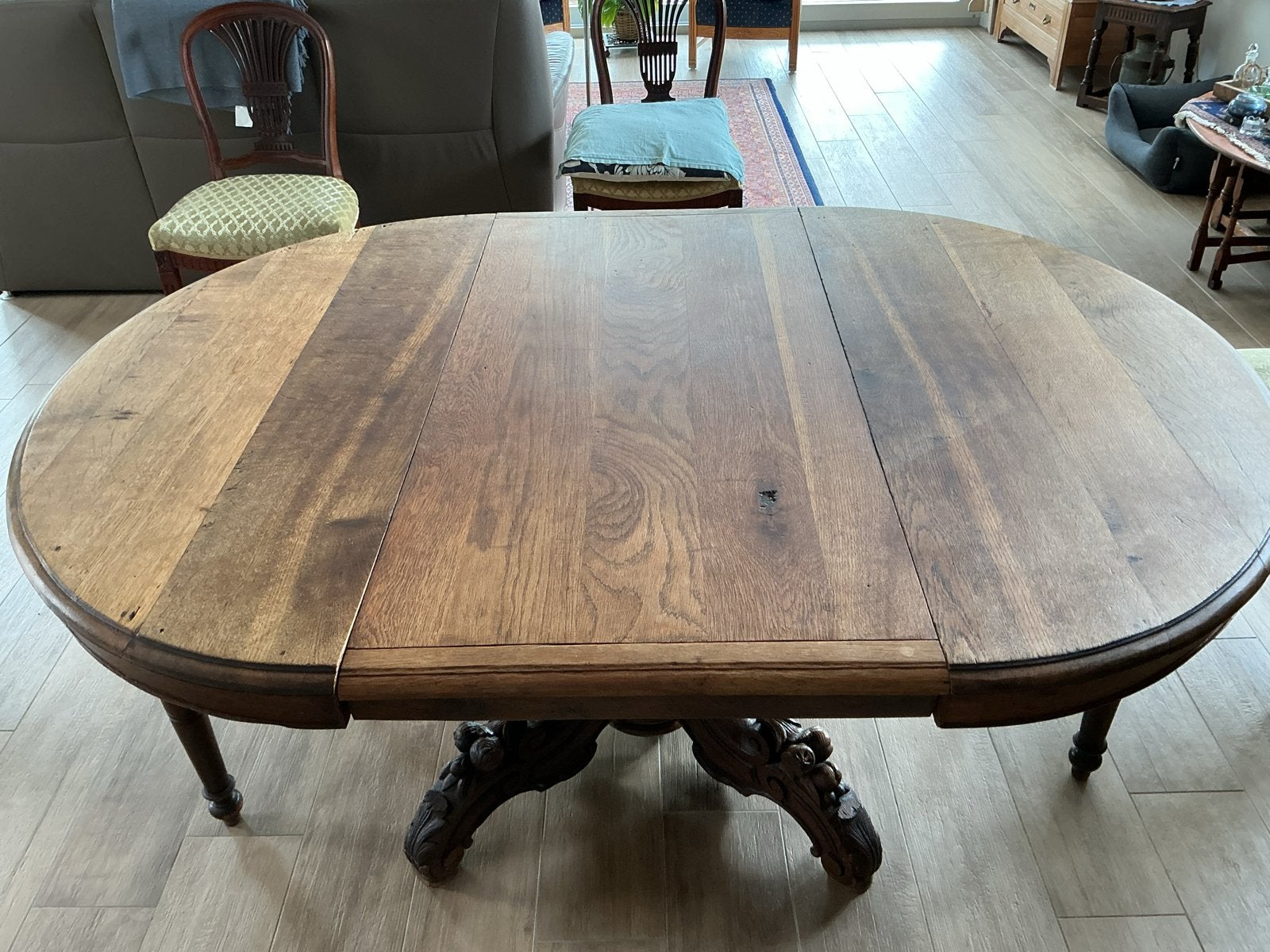 Antieke uitschuifbare eettafel, 130-170 cm, Ophalen of Verzenden