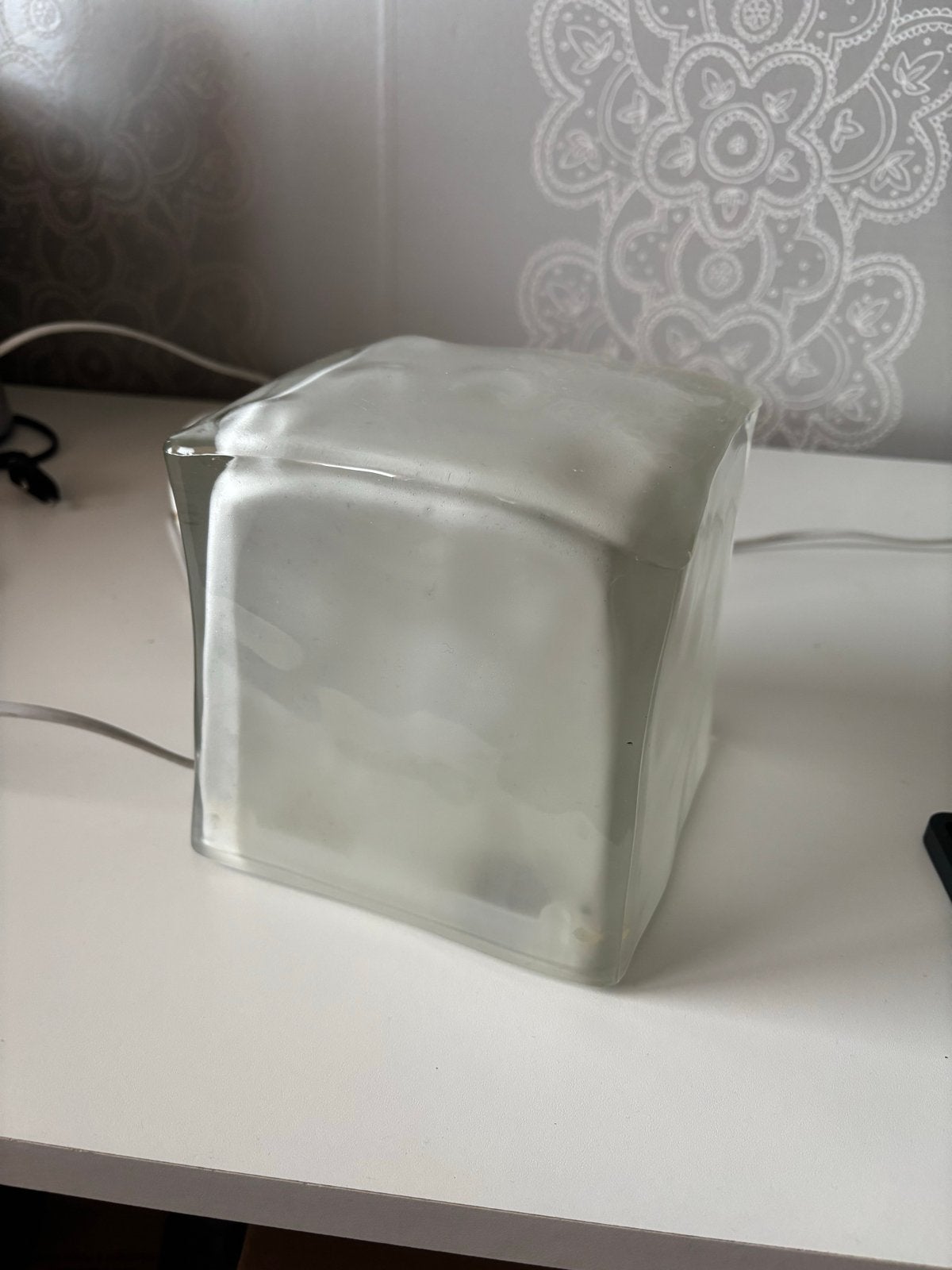 Glazen kubus tafellamp - Modern design, Ophalen, Wit, Overige merken, Overige fittingen