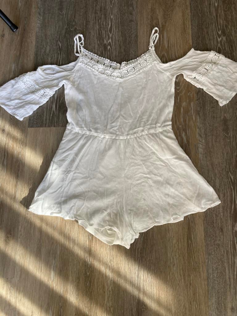 Witte Loavies playsuit met kanten details, Ophalen of Verzenden, Zo goed als nieuw, Maat 36 (S), Wit