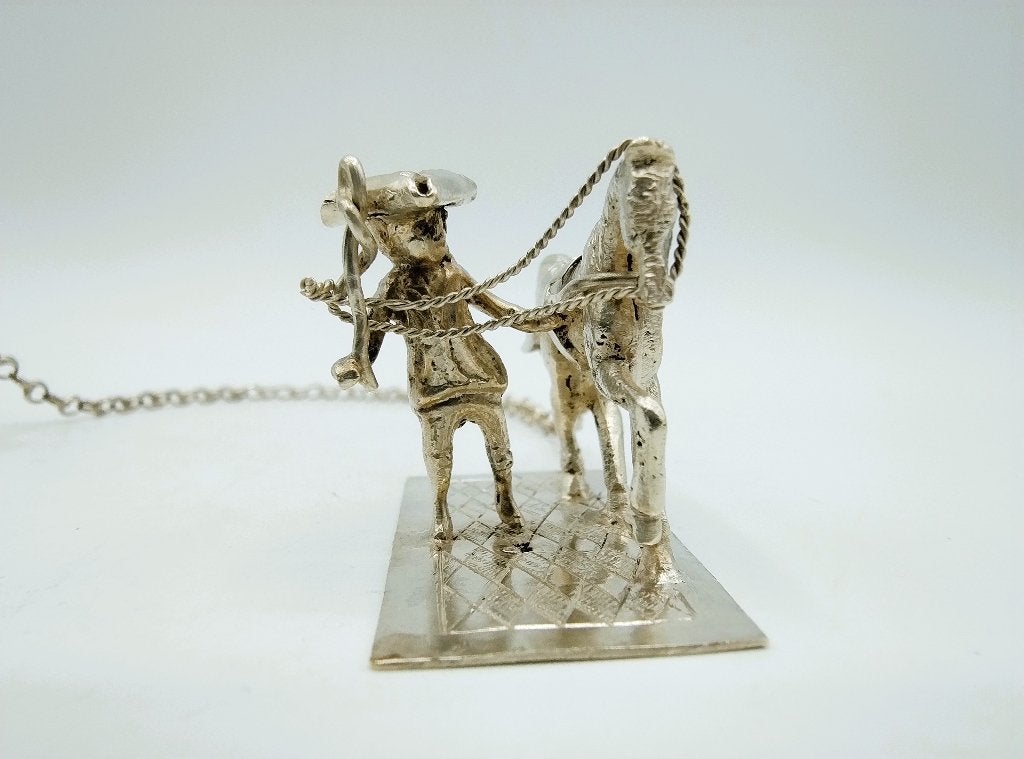 Zilveren miniatuur trekschuit,  J. van Straten, Hoorn, 1896, Verzenden, Zilver
