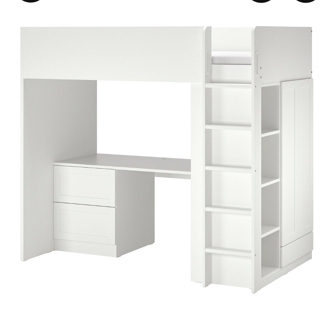 IKEA Smastad Hoogslaper met Zwarte Kastdeuren, Ophalen, Gebruikt, Hoogslaper, Eenpersoons