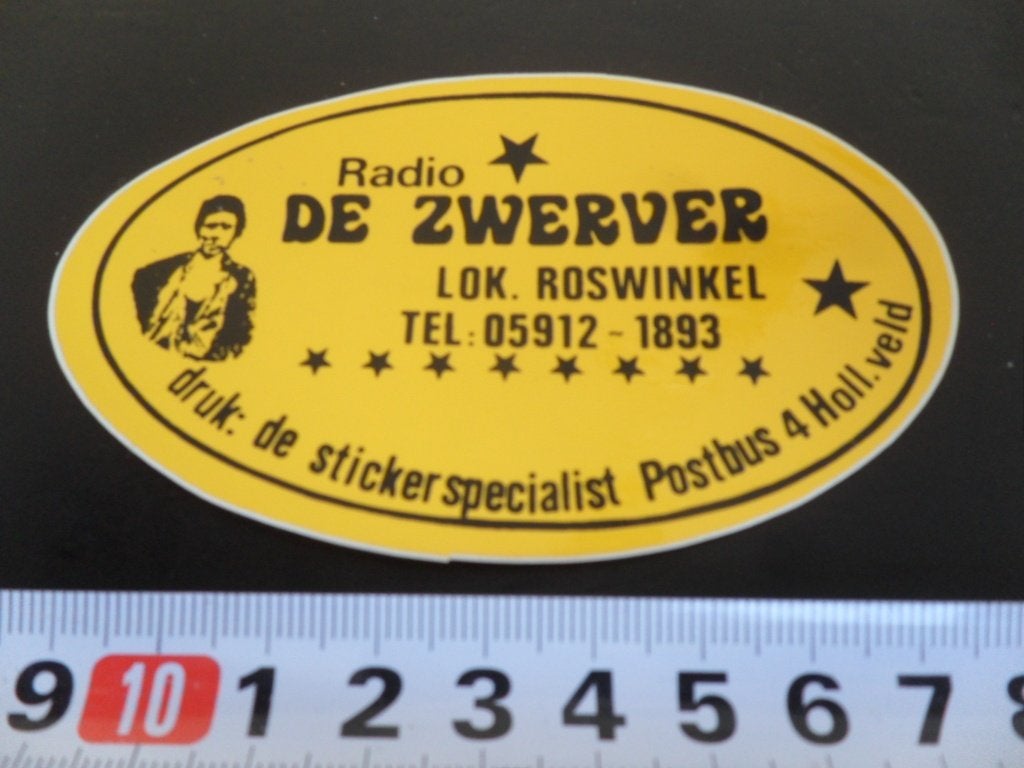 sticker Radio DE ZWERVER lok. Roswinkel 05912-1893 *, Ophalen of Verzenden, Zo goed als nieuw