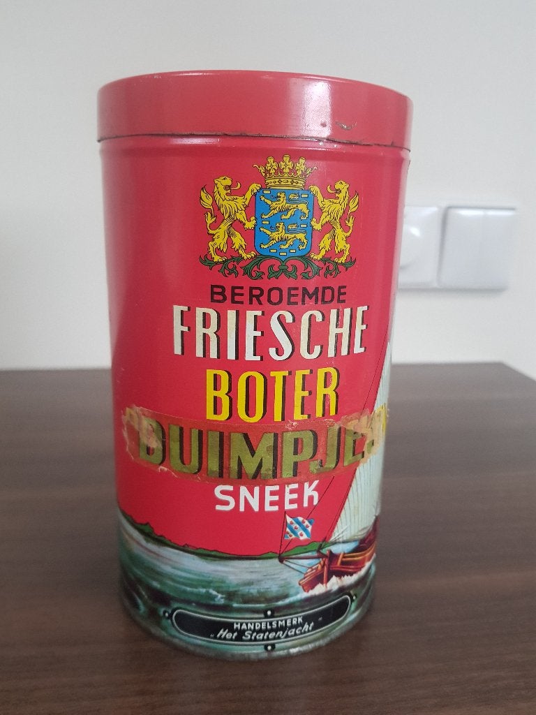 vintage blik Friesche boter duimpjes, Verzamelen, Ophalen of Verzenden, Zo goed als nieuw, Overige, Overige merken
