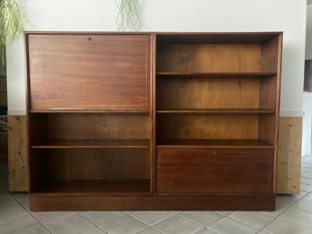Pastoe mahonie secretaire en opbergkasten, Ophalen, Gebruikt, 100 tot 150 cm, Minder dan 150 cm