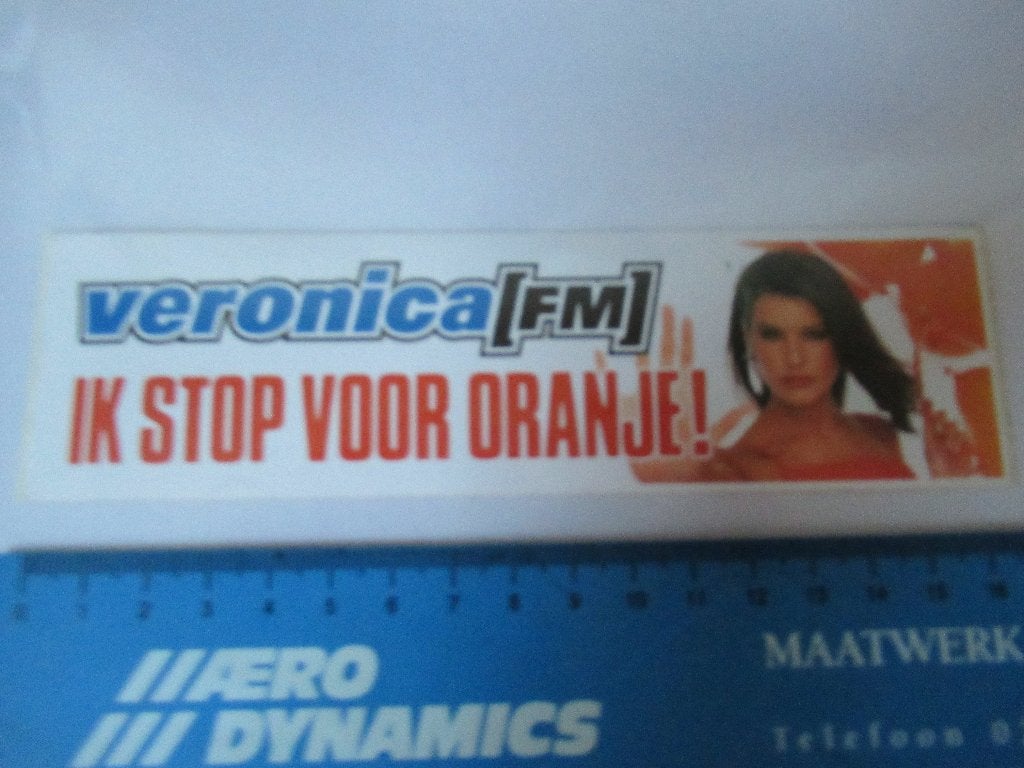 Sticker Veronica (FM) - Ik stop voor Oranje!, Verzenden, Zo goed als nieuw, Bedrijf of Vereniging