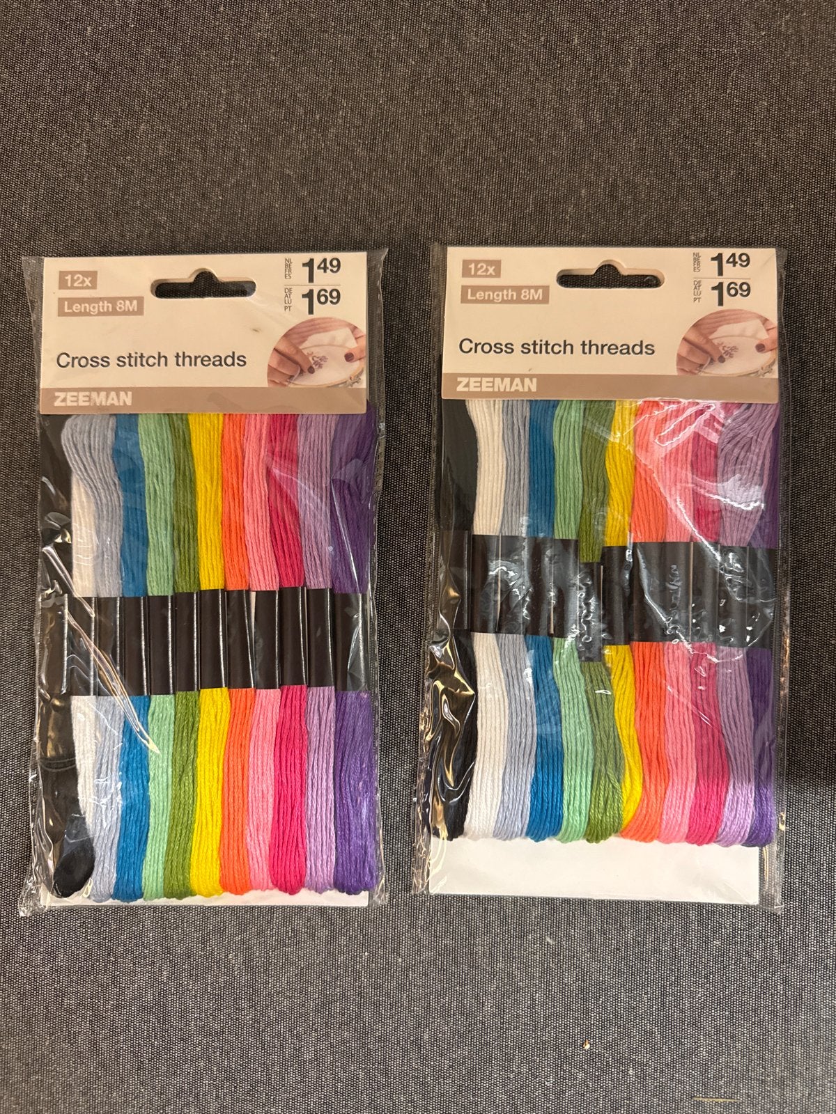 2 Nieuwe pakketten Zeeman borduurgaren - diverse kleuren, Ophalen, Nieuw, Handborduren, Borduurgaren of Zijde