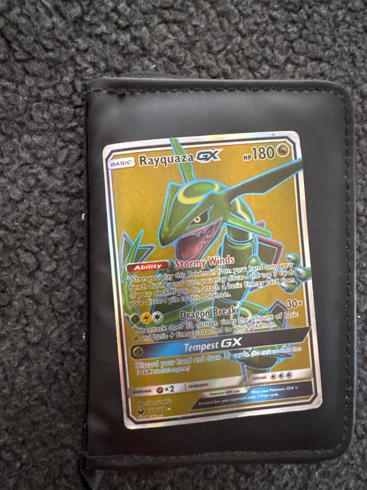 Pokémon TCG Rayquaza GX Kaart - Zeldzaam en Krachtig, Ophalen of Verzenden, Zo goed als nieuw, Losse kaart, Foil